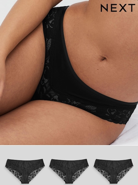 Black Brazilian Floral Lace Knickers 3 Pack (805912) | £18