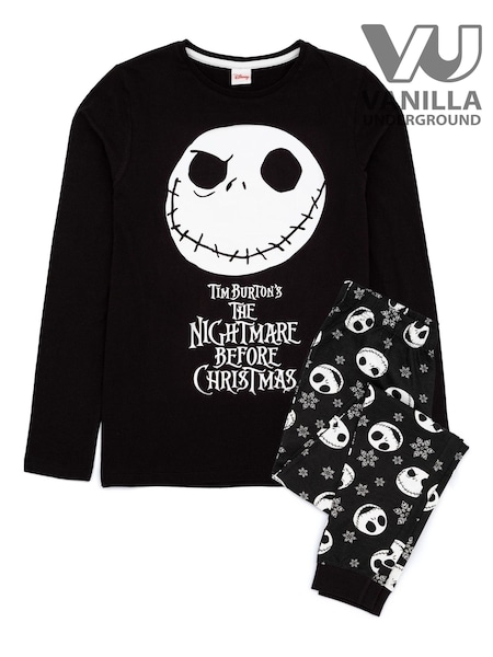 Vanilla Underground Black Nightmare Before Womans Disney The Nightmare Before Christmas Multicoloured Long Sleeve Long Leg 100% Cotton Pyjamas Set (807107) | £28