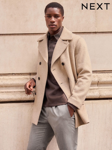 Neutral Soft Touch Peacoat with Wool (808158) | £99