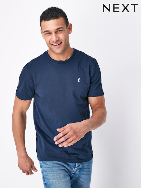 Navy Blue Regular Fit 100% Cotton Stag T-Shirt (808173) | £10