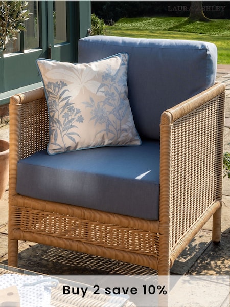 Laura Ashley Natural Garden Vilamoura Lounging Chair in Solis Denim Cushions (808969) | £700