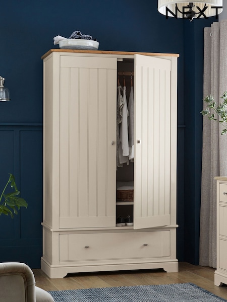Stone Hampton Painted Oak Double, 1 Drawer Wardrobe (809617) | £1,225