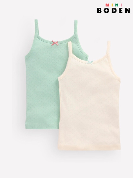 Blue - Boden Pointelle Vests 2 Pack