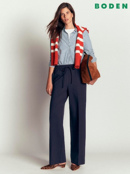 Blue - Boden Greenwich Tie Ponte Trousers