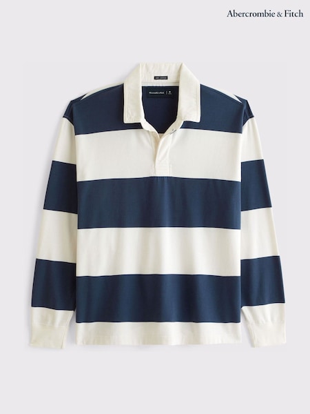 Blue - Regular Abercrombie & Fitch Stripe Heavy Weight Rugby Shirt