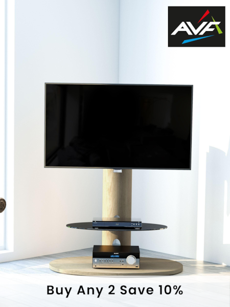 AVF Whitewashed Oak Chepstow 930 Pedestal TV Stand (810767) | £330