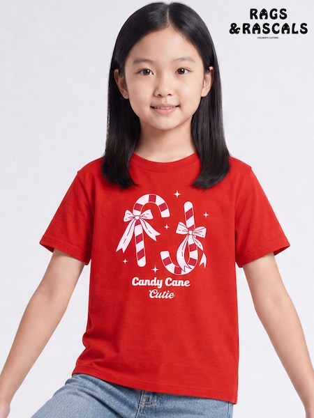 Red - Rags & Rascals Christmas Candy Cane Cutie T-shirt