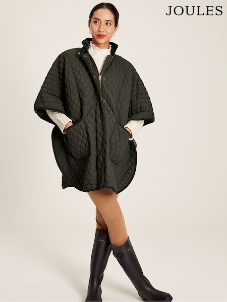 Joules Sherborne Green Showerproof Quilted Poncho (811340) | £18