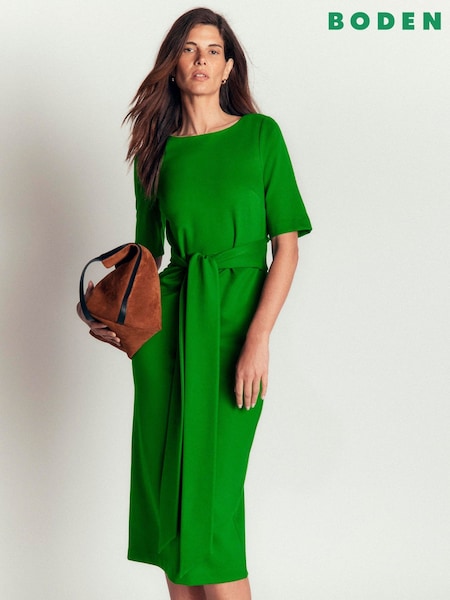 Green - Boden Belted Ponte Midi Dress