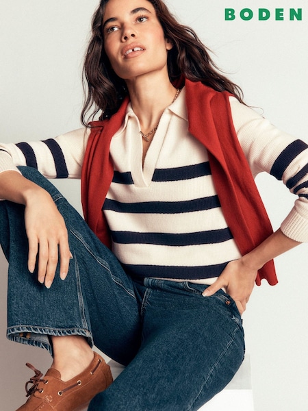 Cream - Boden Lucy Cotton Henley Jumper