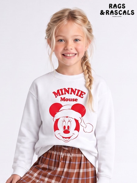 White - Rags & Rascals Disney Minnie Mouse Christmas Sweatshirt