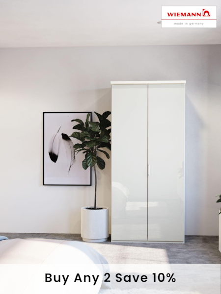 Wiemann Peyton White Glass Semi Fitted Double Wardrobe (811992) | £675