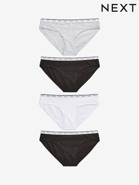 White/Black/Grey Bikini Logo Knickers 4 Pack (812335) | £16