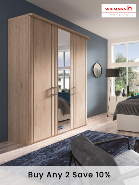 Wiemann Holm Oak Torquay Wood and Mirror Semi Fitted Triple Wardrobe (812390) | £1,090