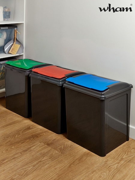 Wham Set of 3 Grey 50L Plastic Recycle Bins (813194) | £37