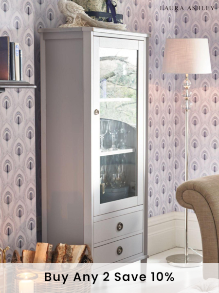 Laura Ashley Pale Charcoal Henshaw 1 Door 2 Drawer Display Unit (813381) | £945