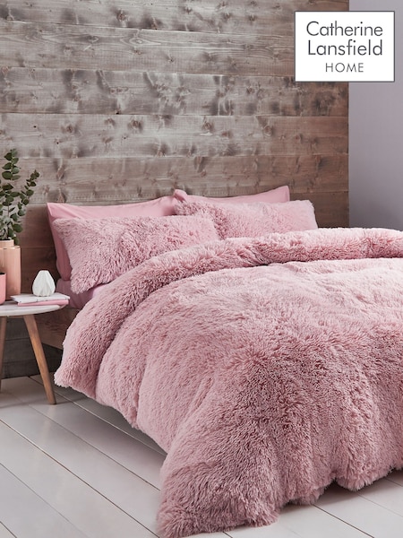 Catherine Lansfield Pink So Soft Cuddly Deep Pile Duvet Cover and Pillowcase Set (813690) | £30 - £55