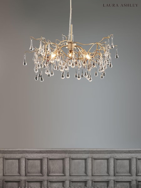 Laura Ashley Gold Willow Crystal Ceiling Light (814546) | £330