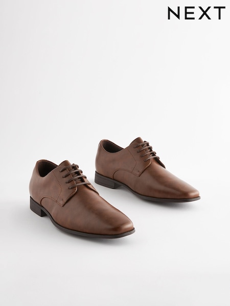 Tan Brown Standard Fit Slim Square Derby Shoes (815502) | £35