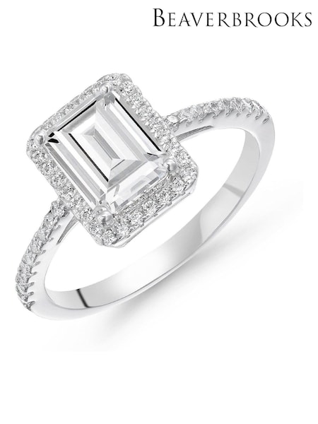 Beaverbrooks Sterling Silver Cubic Zirconia Halo Ring (816919) | £69