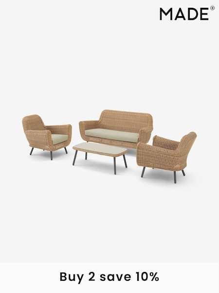 MADE.COM Natural Jonah Garden Poly Rattan Lounge Set (817177) | £1,499