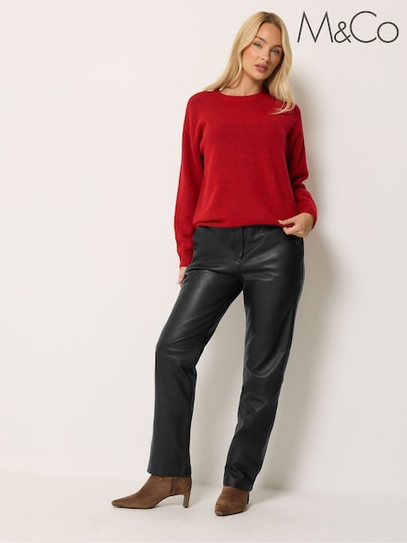 Black - M&co Premium Real Leather Trousers