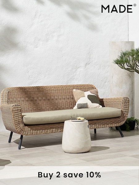 MADE.COM Natural Jonah Garden 3 Seater Sofa Polyrattan (818491) | £909