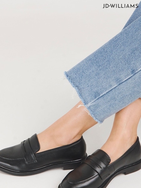 JD Williams Black Classic Penny Loafers In Extra Wide Fit (818498) | £28