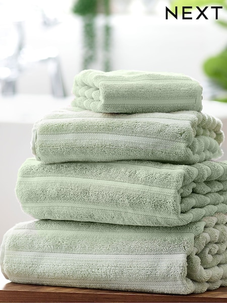 Sage Green Ribbed Towel (819164) | £10 - £32