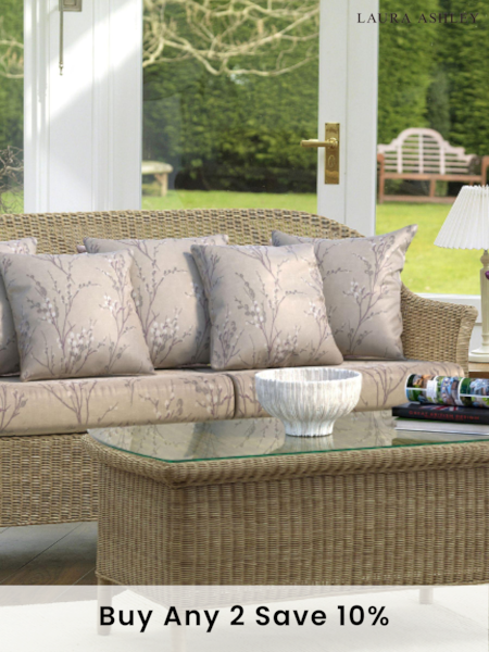 Laura Ashley Grey Garden Bewley Indoor Rattan Lounging Sofa Set with Seat Cushions (819362) | £1,550