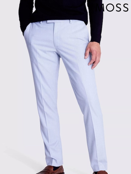 MOSS Light Blue Slim Fit Flannel Trousers (820039) | £80