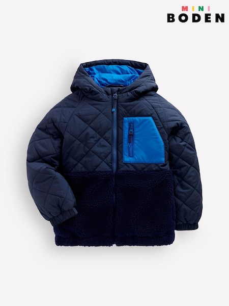 Blue - Boden Quilted Borg Jacket