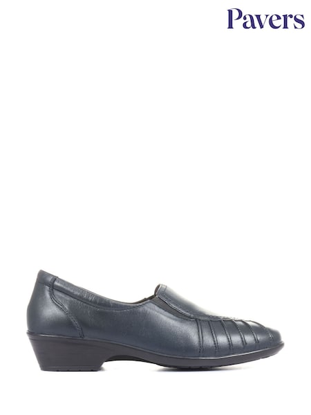 Pavers Blue Ladies Wide Fit Leather Slip-On Shoes (820501) | £45