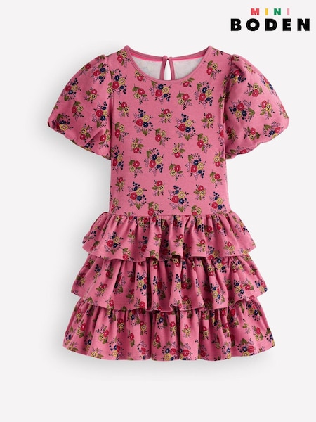 Pink - Boden Ruffle Skirt Jersey Dress