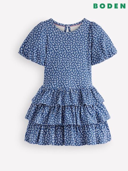 Blue - Boden Ruffle Skirt Jersey Dress