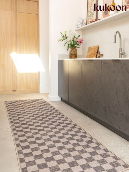 Kukoon Washable Juno Checkerboard Jute Style Runner