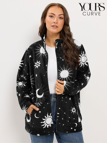 Black - Yours Curve Celestial Zip Through Fleece