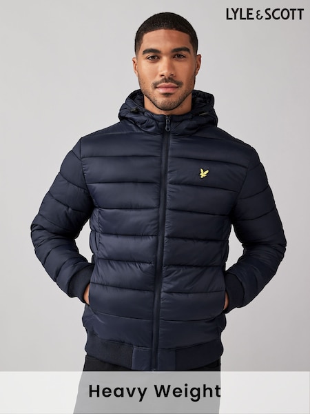 Lyle & Scott Navy Blue Wadded Puffer Jacket (821190) | £125