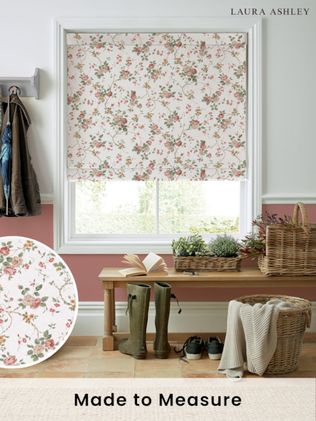Laura Ashley Pink Mountney Gardens Made to Measure 100% Cotton Roman Blinds (821246) | £79
