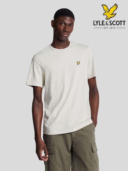 Lyle & Scott Ecru White Cotton Plain T-Shirt (821700) | £30