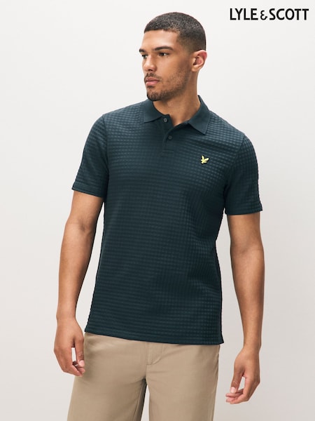Lyle & Scott Navy Blue Micro Argyle Polo Shirt (821858) | £65