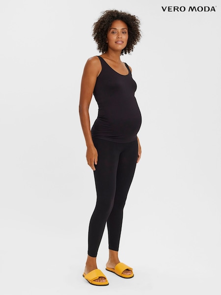 VERO MODA Black Maternity Ribbed Over The Bump Comfort Leggings (822020) | £18