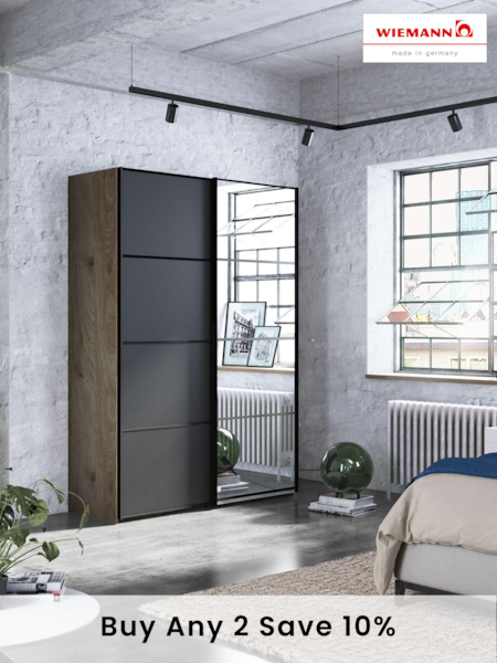 Wiemann Oak Jenson Matt and Mirror Sliding Semi Fitted 1.5m Sliding Wardrobe (822509) | £1,105