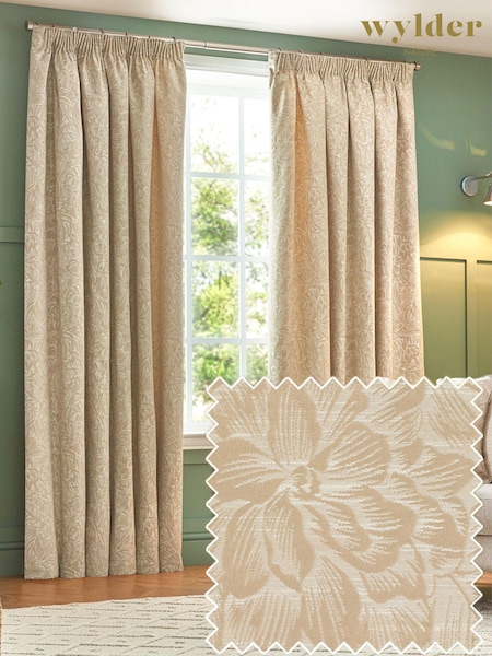 Wylder Natural Grantley Jacquard Pencil Pleat Curtains (823414) | £64 - £155