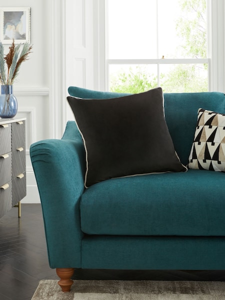 Black 50 x 50cm Matte Velvet Contrast Pipe Cushion (823624) | £10