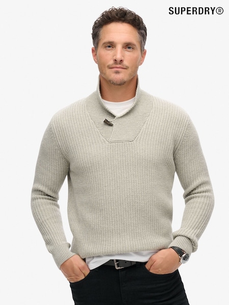 Superdry Grey Marl Merchant Shawl Neck Jumper (824886) | £42