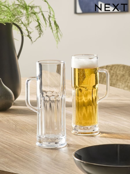 Set of 2 Clear Nova Tankard Beer Glasses (825029) | £18