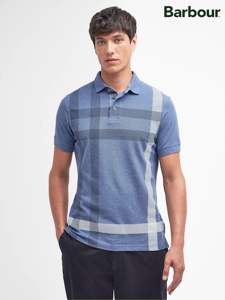 Barbour® Blue Blaine Check 100% Cotton Polo Shirt (825034) | £65