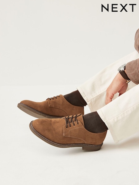 Tan Brown Suedette Derby Shoes (825681) | £40
