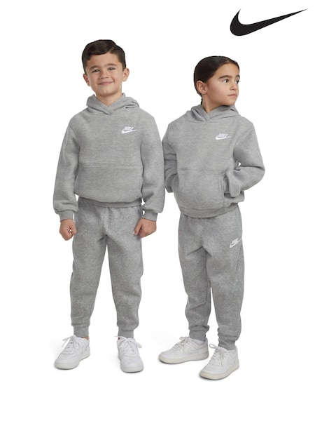 Nike Grey Little Kids Club Fleece Overhead Hoodie (827801) | £28